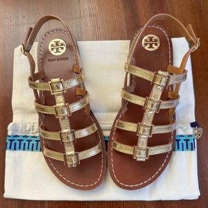 Tory Burch Gold Flat Sandals